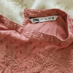 Zara Coral Rose Embroidered Dress